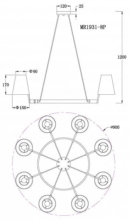 Подвесная люстра MyFar Aurora MR1931-8P