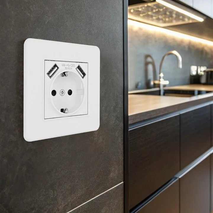 Розетка с заземлением и со шторкой и 2хUSB Arte Milano SET16-1 SET16-1-47-1 white