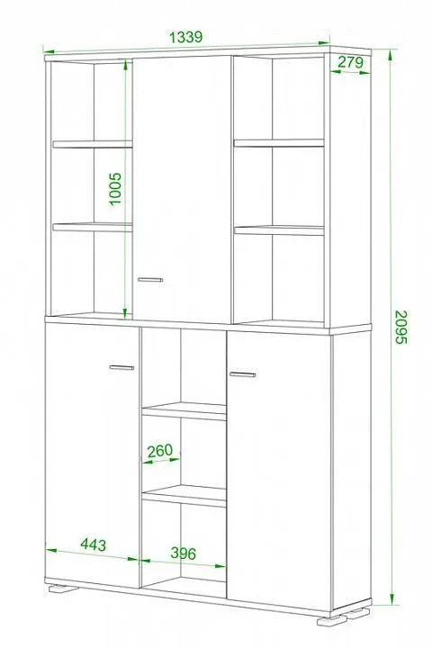 Шкаф книжный Домино ПУ-40-3