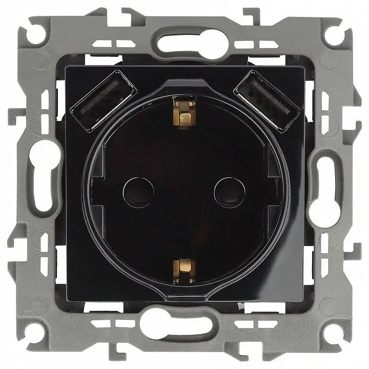 Розетка с заземлением и со шторкой и 2хUSB, без рамки Эра Эра 12 12-4109-06