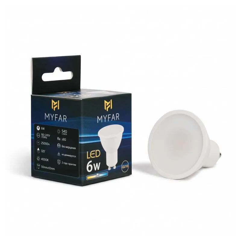 Лампа светодиодная MyFar Базиc GU10 GU10 6Вт 4000K MB1202GU10-6W4K