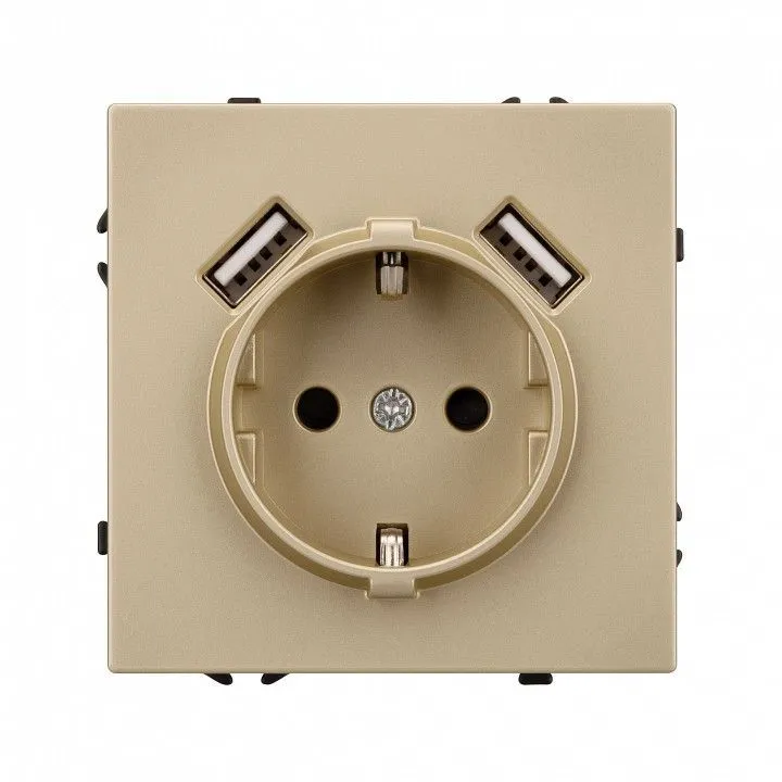Розетка с заземлением и со шторкой и 2хUSB type A, без рамки Arlight NOBE 054290(1)