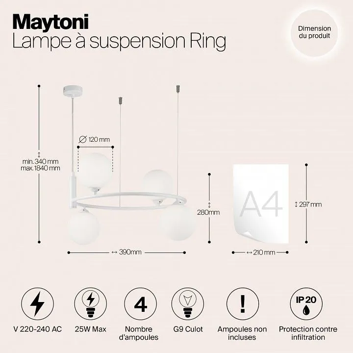 Подвесная люстра Maytoni Круг MOD013PL-04W