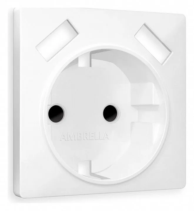 Накладка для розетки с заземлением и со шторками и 2хUSB type A Ambrella Volt ALFA AP1290