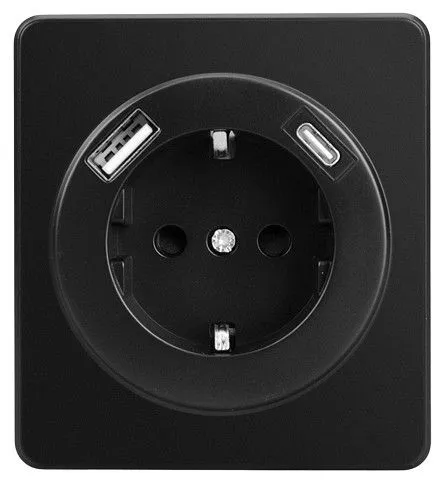 Розетка с заземлением и со шторкой и 2хUSB, без рамки Kranz ROUND KR-78-0704-3