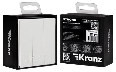 Выключатель трехклавишный без рамки Kranz STRONG KR-78-0707-4