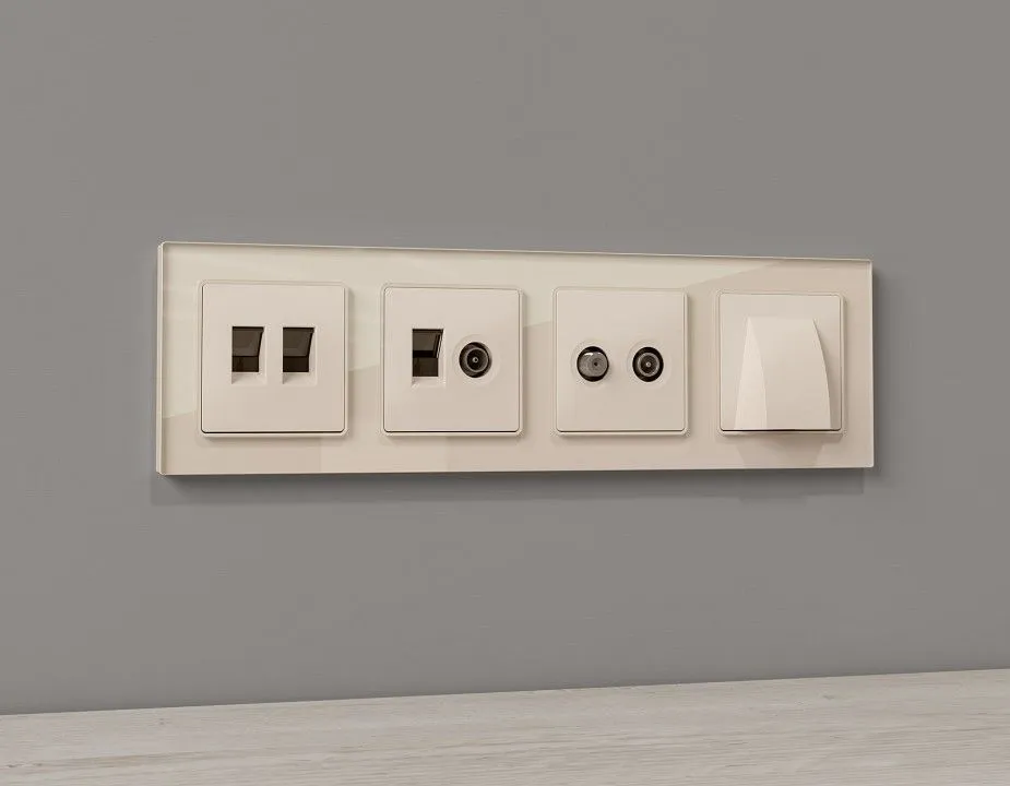 Накладка для ТВ-розетки и RJ-11 или RJ-45 Ambrella Volt ALFA AP3325