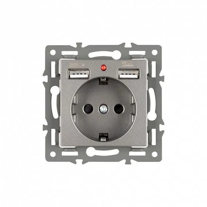Розетка с заземлением и 2хUSB type A, без рамки Arlight SCT 043735