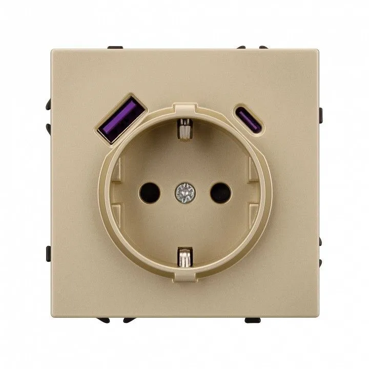 Розетка с заземлением и со шторкой и 2хUSB type A и C, без рамки Arlight NOBE 054286(1)