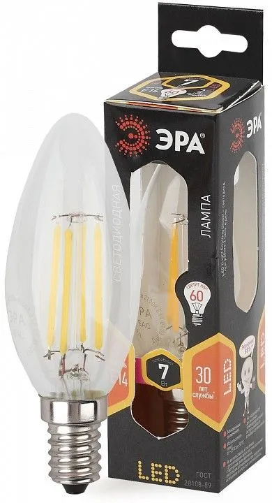 Лампа светодиодная Эра F-LED E14 7Вт 2700K F-LED B35-7W-827-E14