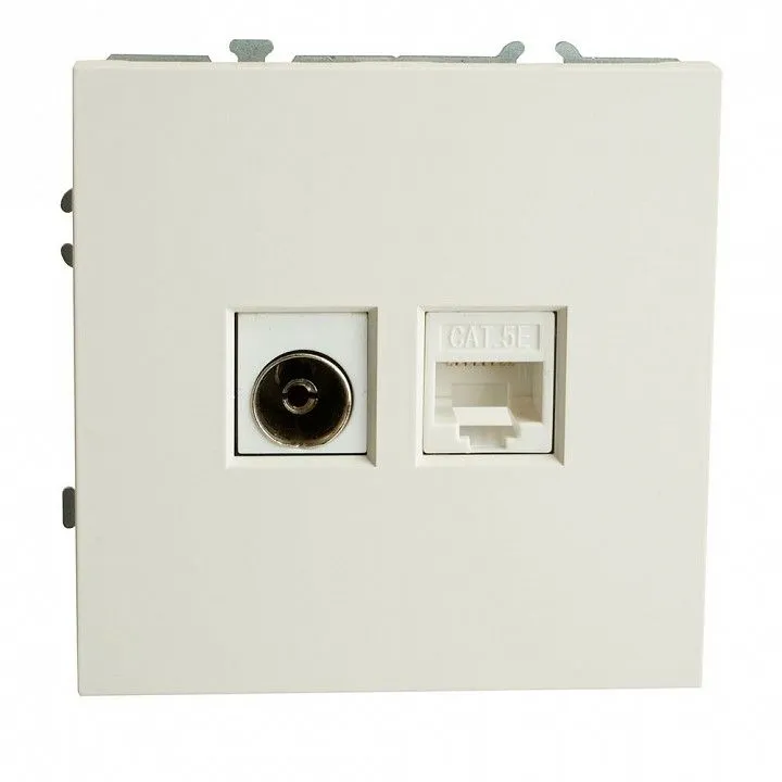 ТВ-розетка и розетка Ethernet RJ-45 без рамки Stekker Эмили 49872