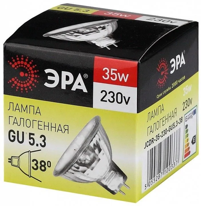 Лампа галогеновая Эра  GU5.3 35Вт 3000K GU5.3-JCDR (MR16) -35W-230V-CL