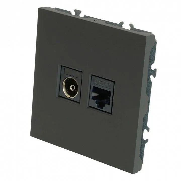 ТВ-розетка и розетка Ethernet RJ-45 без рамки Stekker Эмили 49846