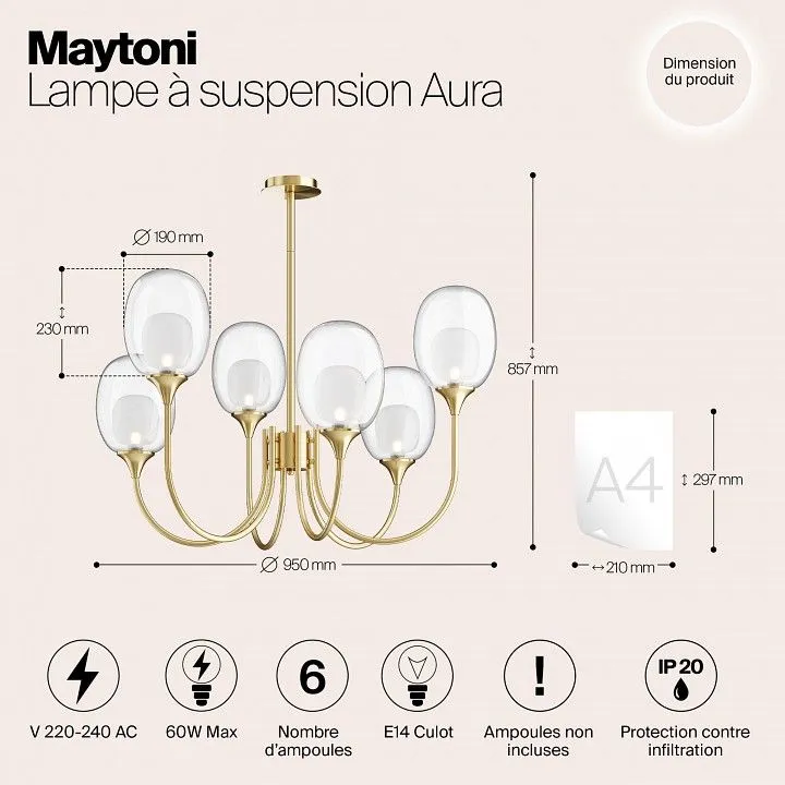 Люстра на штанге Maytoni Аура MOD016PL-06BS