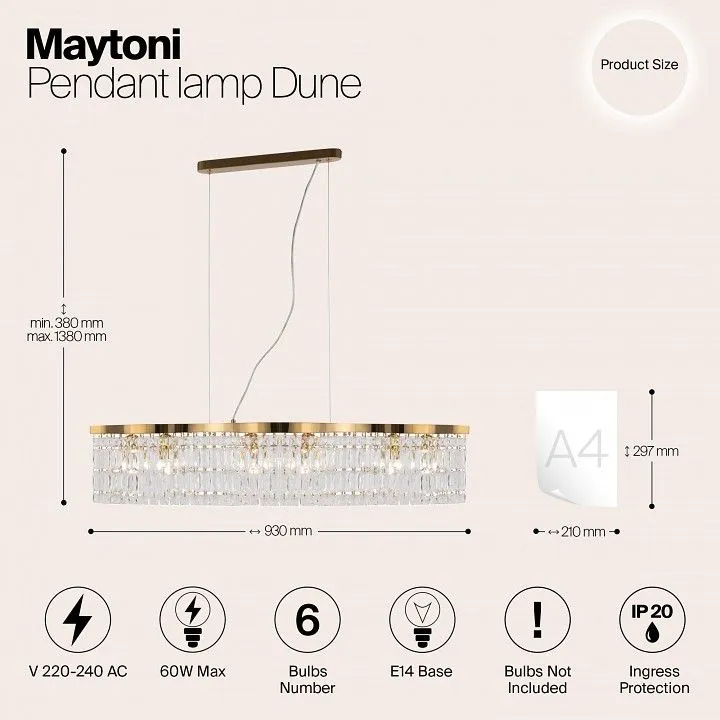 Подвесная люстра Maytoni Дюна DIA005PL-06G