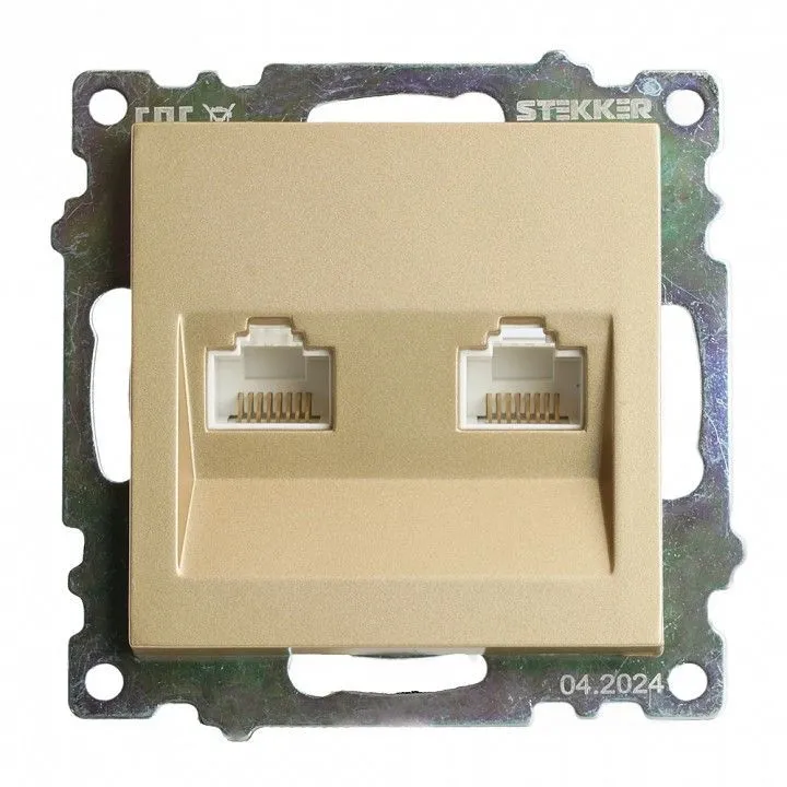 Розетка двойная Ethernet RJ-45 без рамки Stekker Катрин 50009
