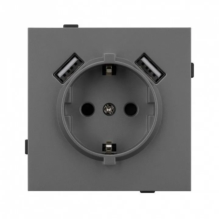 Розетка с заземлением и 2хUSB type A, без рамки Arlight SCT-TENDO 054605