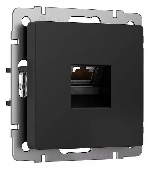 Розетка Ethernet RJ-45 и со шторками, без рамки Werkel черный матовый W5120108