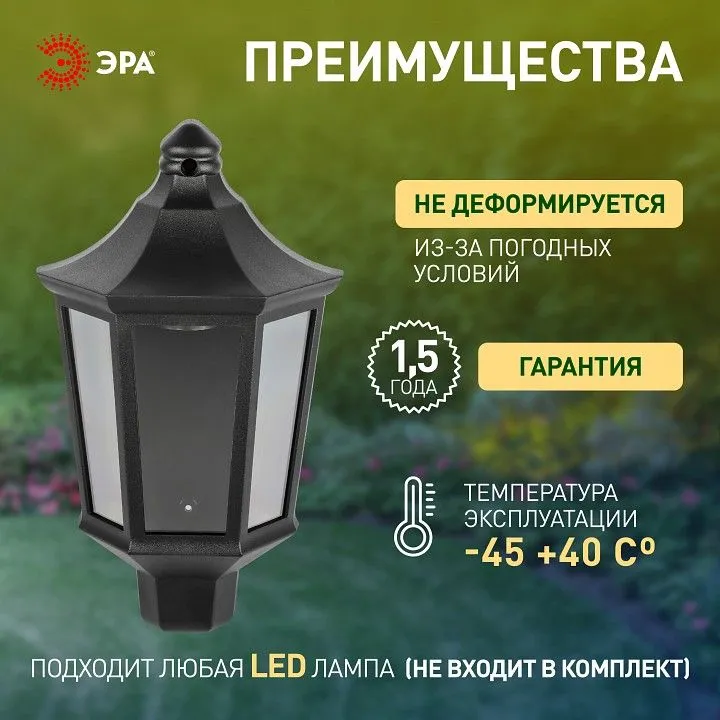 Накладной светильник Эра  НБУ 06-60-003 У1 черный прозр.