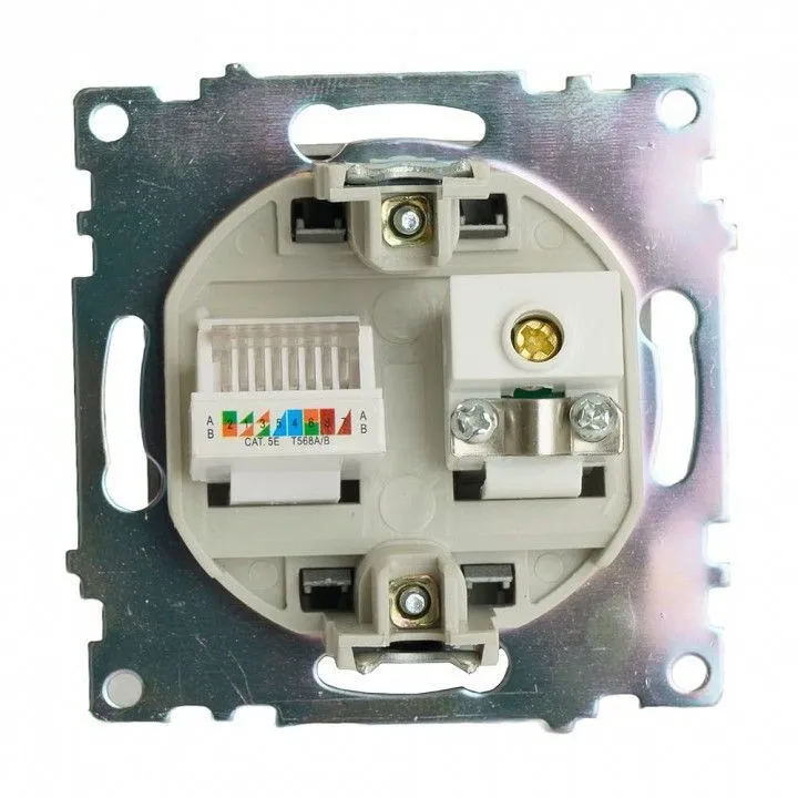 ТВ-розетка и розетка Ethernet RJ-45 без рамки Stekker Катрин 49417