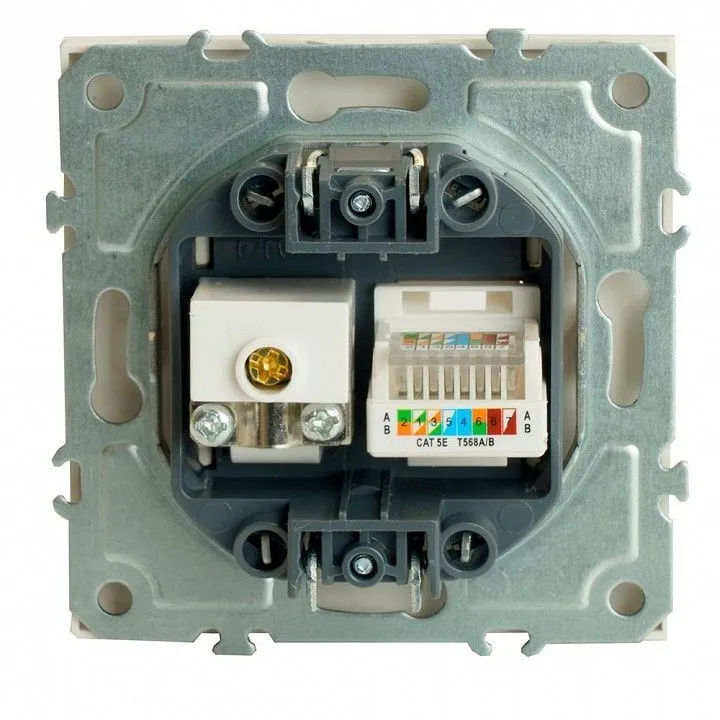 ТВ-розетка и розетка Ethernet RJ-45 без рамки Stekker Эмили 49872