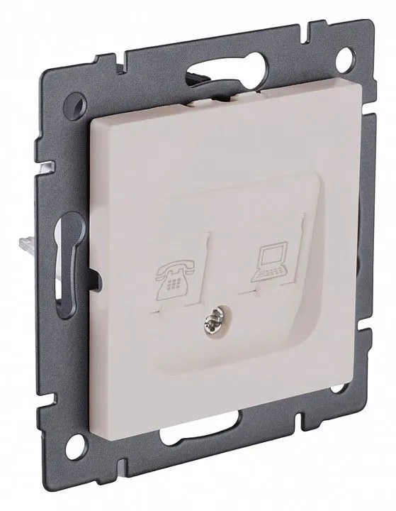Розетка двойная RJ-11 и Ethernet RJ-45, без рамки Kollinger  REA-011CM