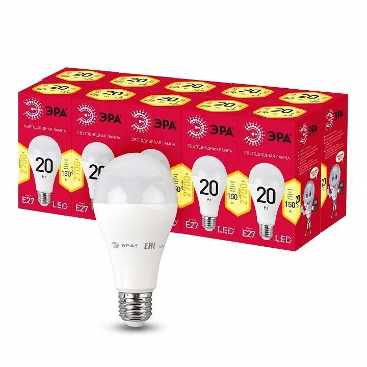 Лампа светодиодная Эра  E27 20Вт 2700K LED A65-20W-827-E27 R