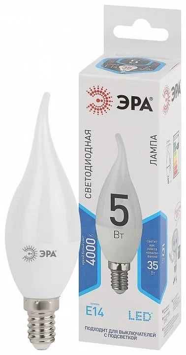 Лампа светодиодная Эра Стандарт E14 5Вт 4000K LED BXS-5W-840-E14