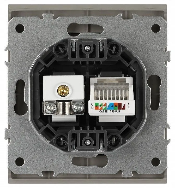 ТВ-розетка и розетка Ethernet RJ-45 без рамки Эра Arktik Б0070500