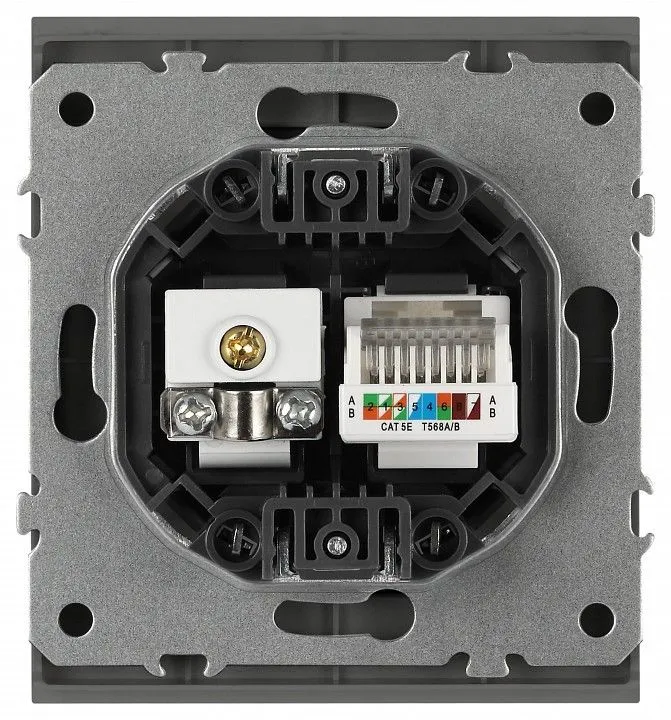 ТВ-розетка и розетка Ethernet RJ-45 без рамки Эра Arktik Б0070499
