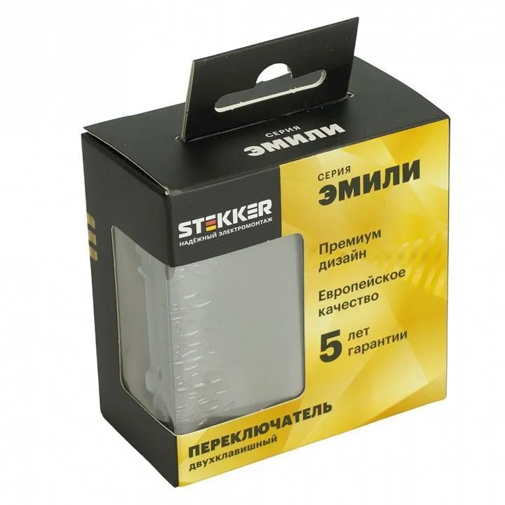 Переключатель двухклавишный без рамки Stekker Эмили 49947