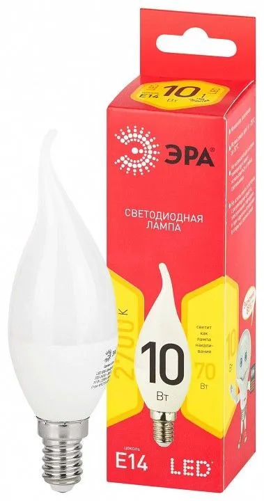 Лампа светодиодная Эра  E14 10Вт 2700K LED BXS-10W-827-E14 R