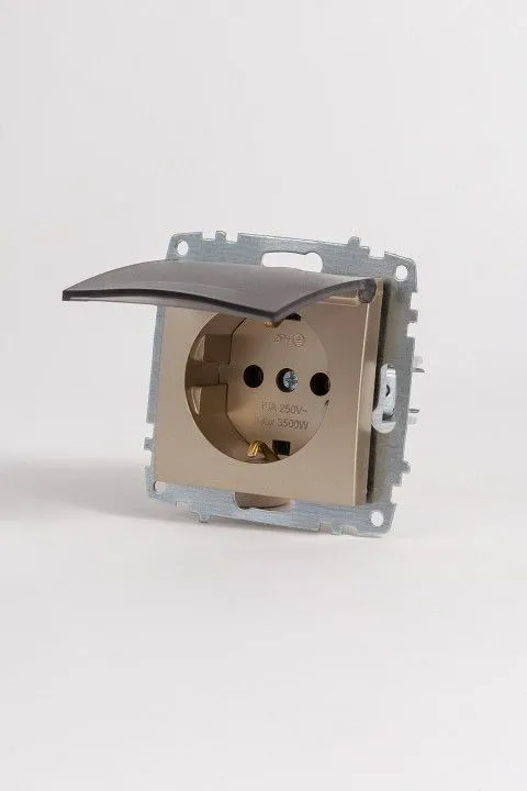 Розетка с заземлением с крышкой, без рамки Elbi Eleсtriс Zena Vega 609-011400-218