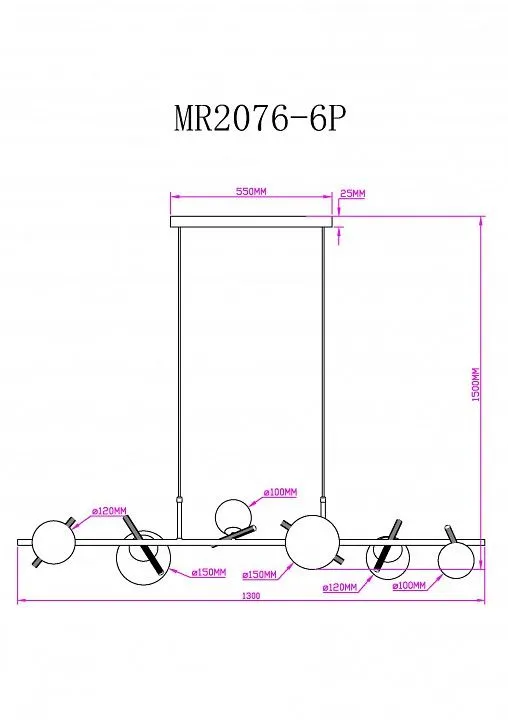 Подвесной светильник MyFar Francis MR2076-6P