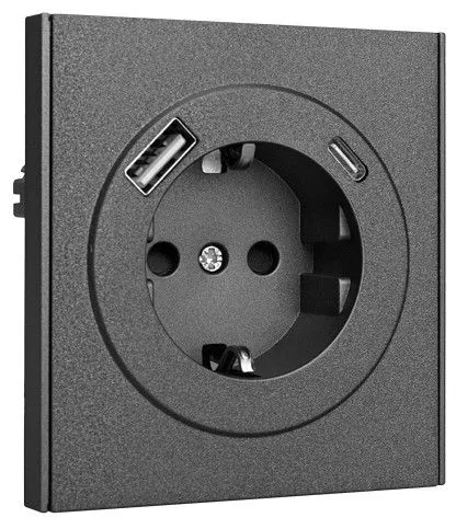 Розетка с заземлением и со шторкой и 2хUSB, без рамки Kranz STRONG KR-78-0704-6