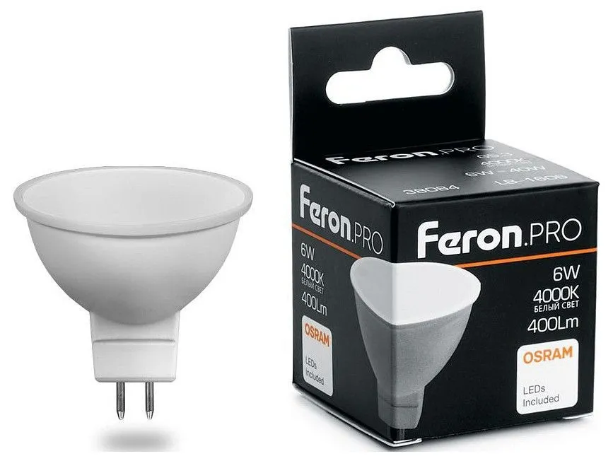 Лампа светодиодная Feron LB-1606 GU5.3 6Вт 4000K 38084