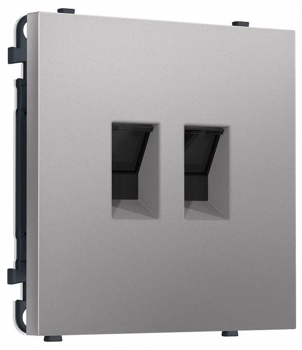 Розетка двойная Ethernet RJ-45 и со шторками, без рамки Ambrella Volt MS MS512110