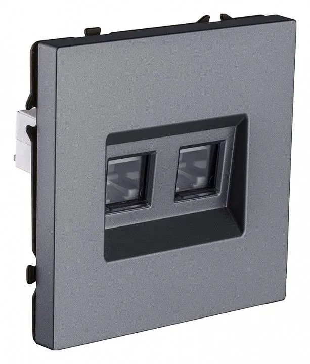 Розетка двойная Ethernet RJ-45 и со шторками, без рамки Kollinger Eclipse EC-018GY