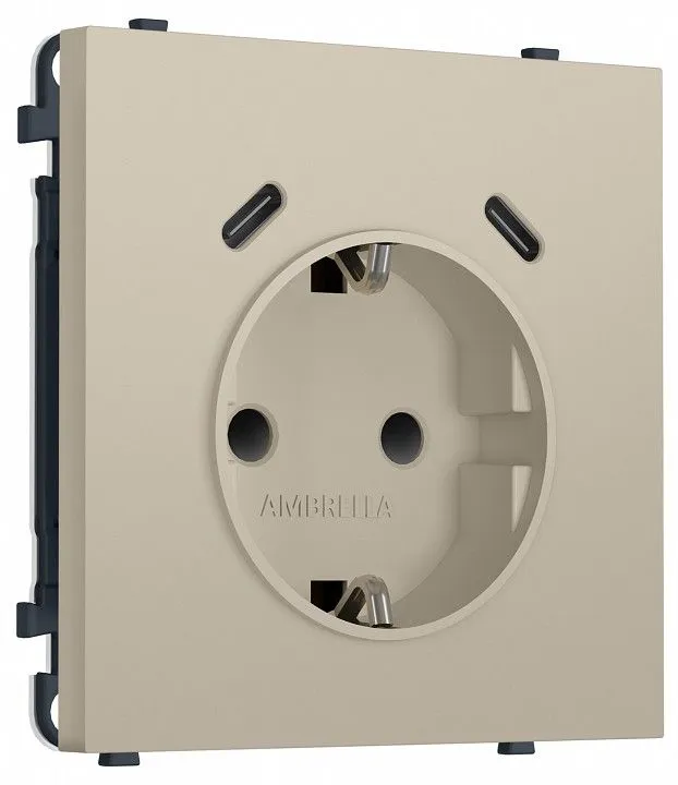 Розетка с заземлением и со шторкой и 2хUSB C, без рамки Ambrella Volt MS MS350510