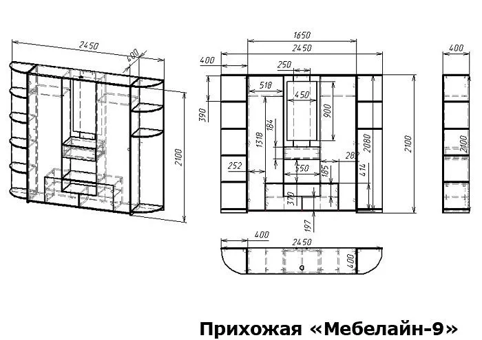 Стенка для прихожей Мебелайн-9