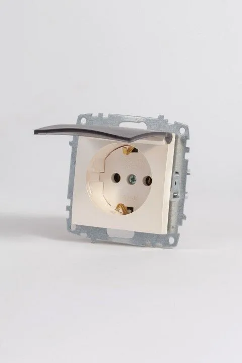 Розетка с заземлением с крышкой, без рамки Elbi Eleсtriс Zena Vega 609-012500-218