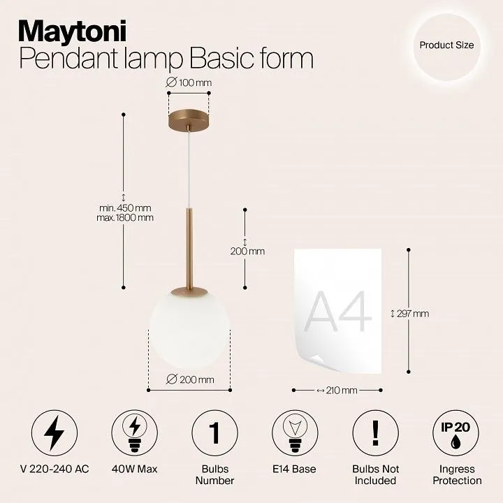 Подвесной светильник Maytoni Базовая форма MOD321PL-01G3
