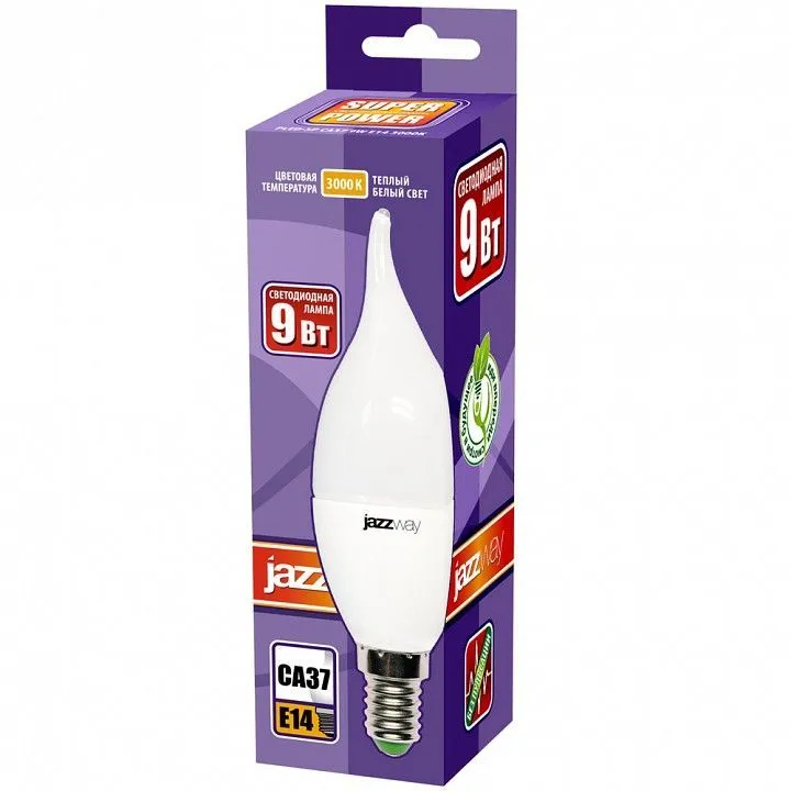 Лампа светодиодная Jazzway  E14 9Вт 3000K PLED-SP CA37 9w E14 3000K