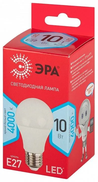 Лампа светодиодная Эра  E27 10Вт 4000K LED A60-10W-840-E27 R