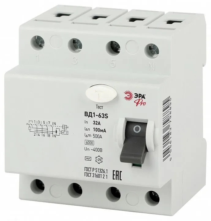 Устройство защитного отключения 4P Эра ВД1-63S NO-902-154