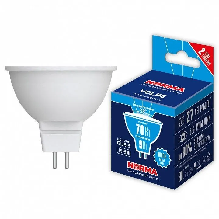 Лампа светодиодная Volpe LED-JCDR GU5.3 9Вт 4000K UL-00011194