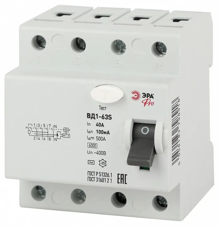Устройство защитного отключения 4P Эра ВД1-63S NO-902-155