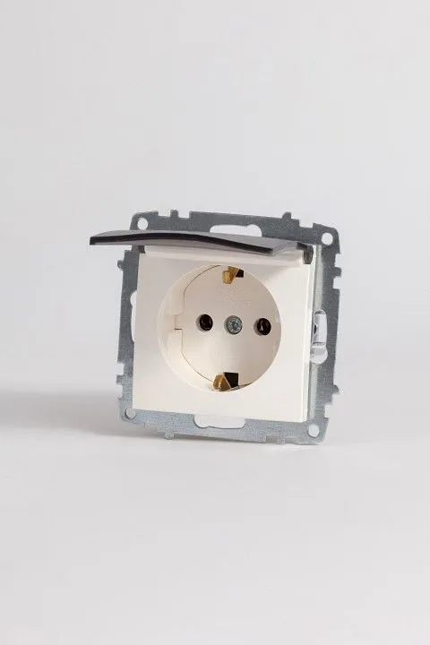 Розетка с заземлением с крышкой, без рамки Elbi Eleсtriс Zena Vega 609-010200-218