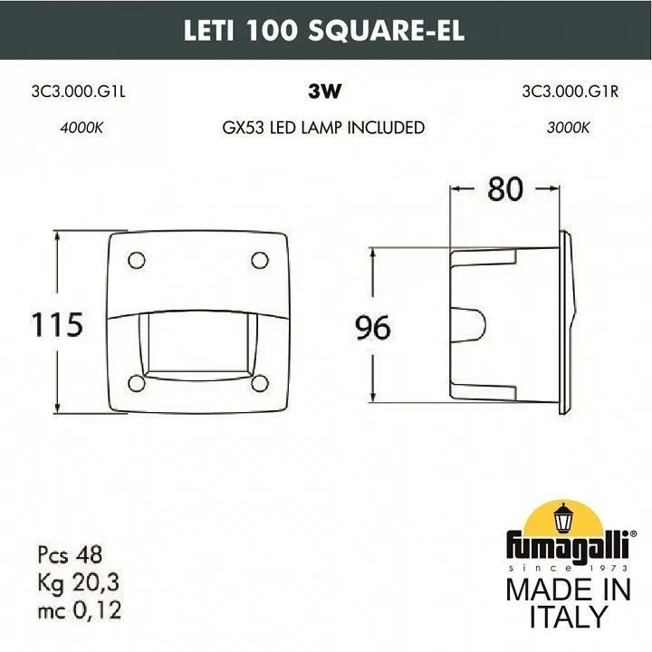 Встраиваемый светильник Fumagalli Leti 3C3.000.000.LYG1L