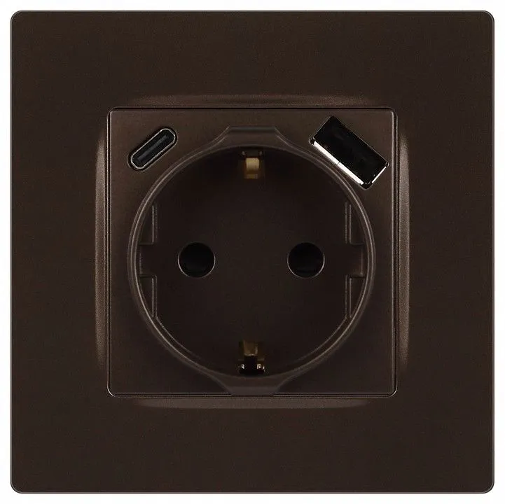 Розетка с заземлением и со шторкой и 2хUSB, без рамки Эра Эра 12 12-4108-13